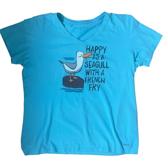 SOLD!! Life is Good Women’s V-Neck Short Sleeve Seagull Crusher Tee - Picture 4 of 7